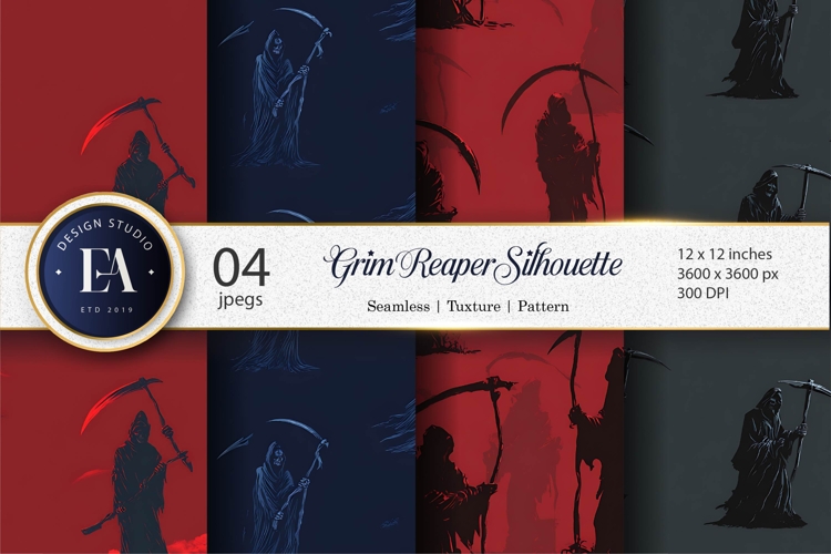 Seamless Grim Reaper with Scythe Pattern Digital Paper