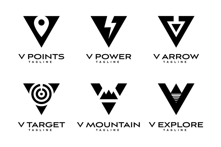 Collection of creative V letter logos