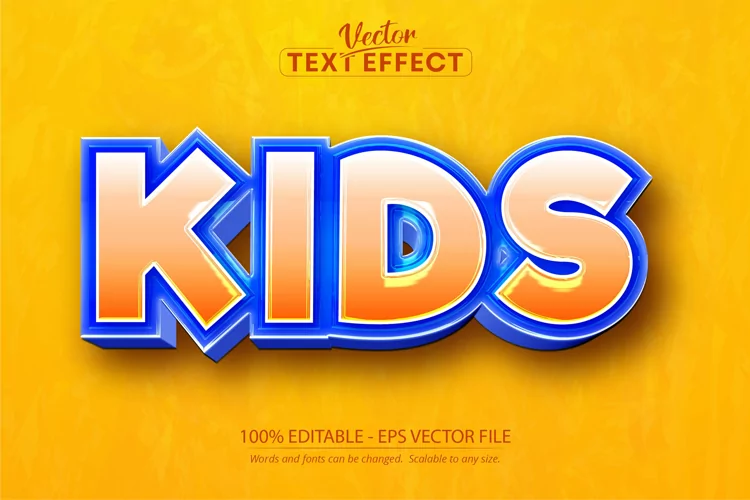 Kids text effect, editable game and cartoon text style