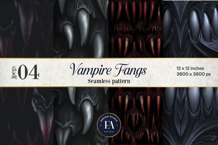 Vampire Fangs Pattern, Dark Gothic Teeth Digital Paper