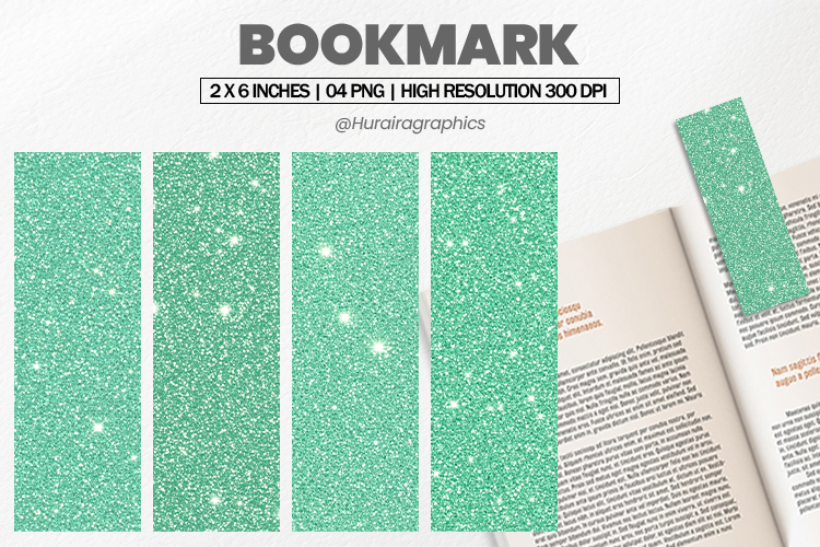 Mint Green Glitter Bookmark PNG, Bookmark Sublimation