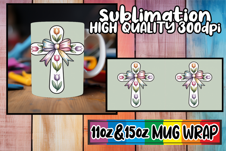 Sweet nostalgia 11oz 15oz sublimation wrap, Cross and Bow