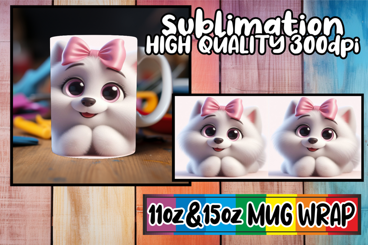 Serene sunsets 11oz 15oz sublimation wrap, 3D Dog