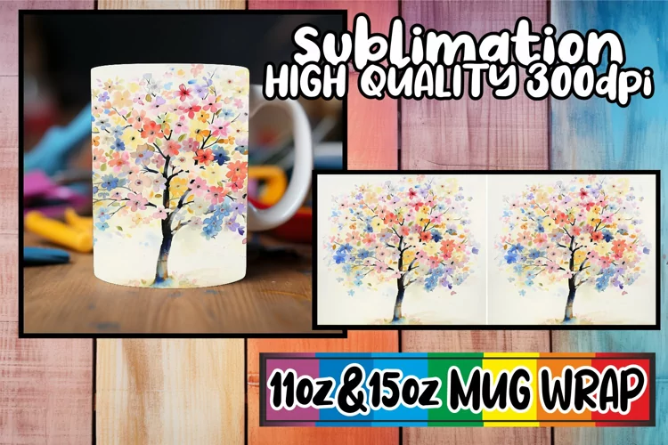 Tranquil Blossoms Haven Mug Wrap - Sublimation 11oz 15oz