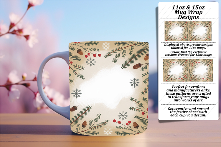 Creative 11oz Mug Wrap Png Template , Christmas