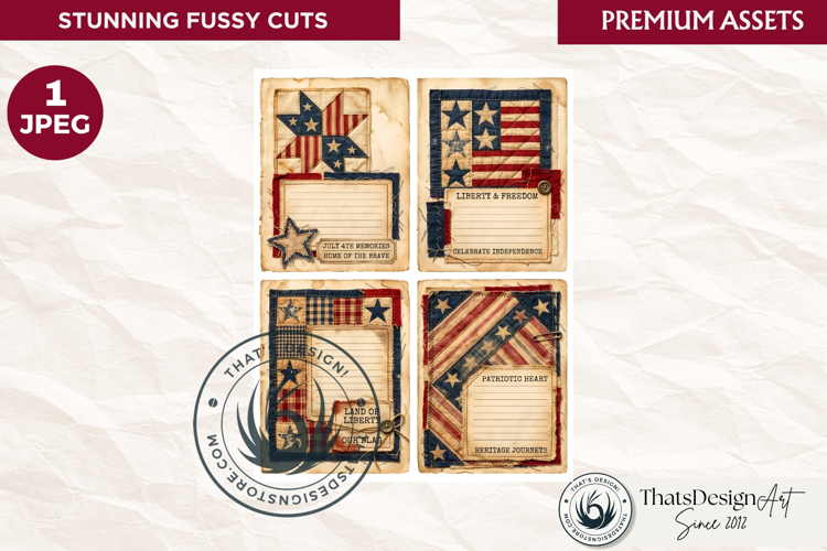 Vintage Patriotic fussy cut ephemera journal card sheet