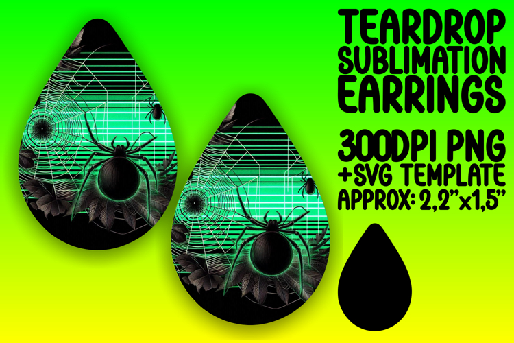Whimsical Teardrop Earrings Design Template , Halloween
