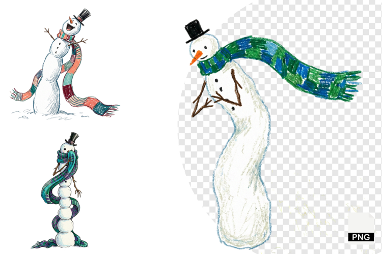 Whimsical Snowman PNG