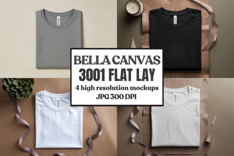 Folded Bella Canvas 3001 Flat Lay T-Shirt mockup