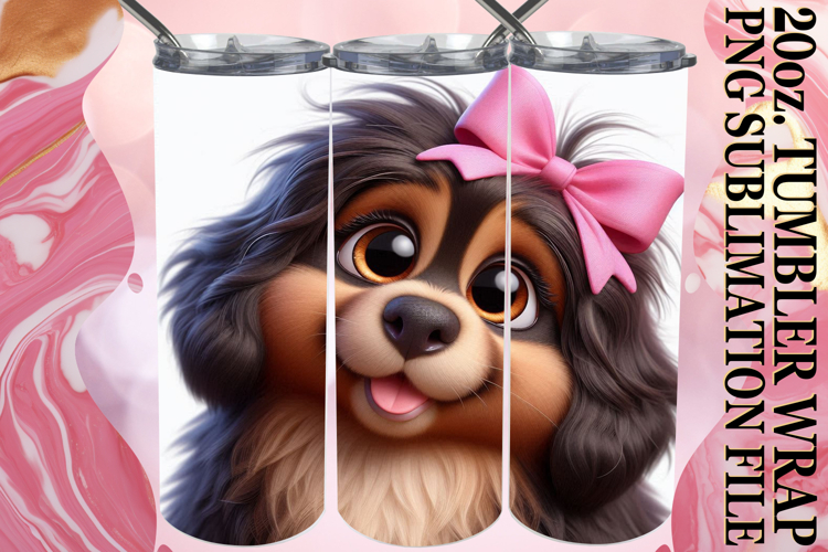 Cheerful escapes 20oz tumbler wrap, 3D Dog