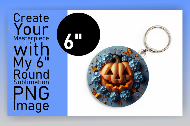 Artistic Keychain Round Design PNG , 3D Pumpkin