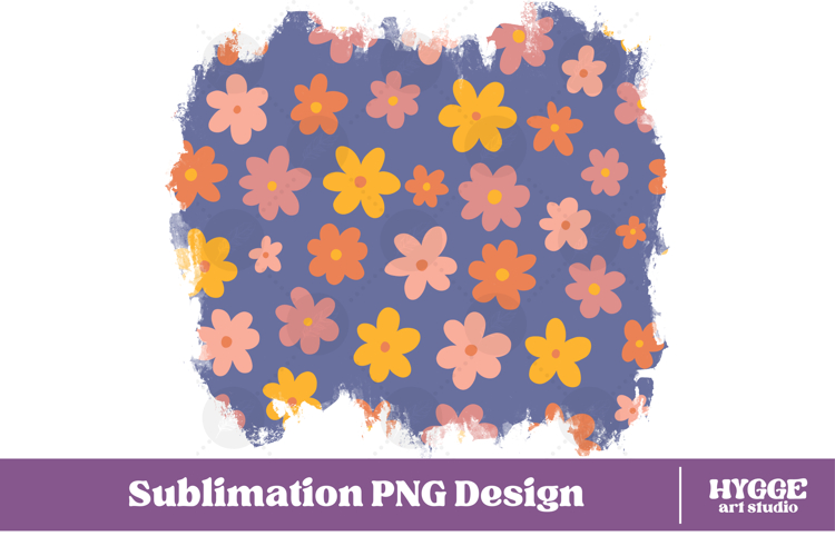 Retro Flowers Background Png Floral Paper Sublimation Splash