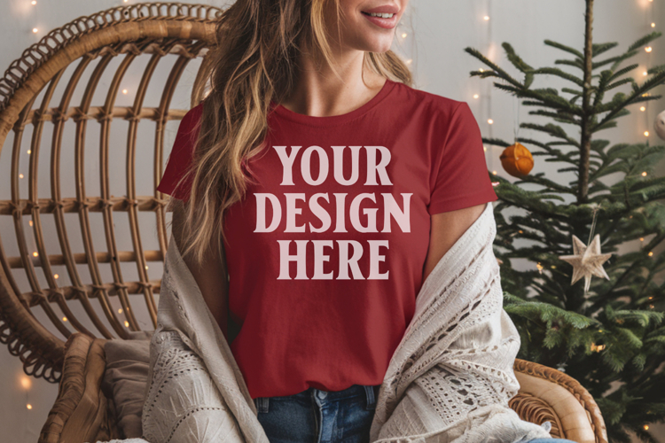 Bella Canvas 3001 Christmas Shirt Mockup, Trandy mockups
