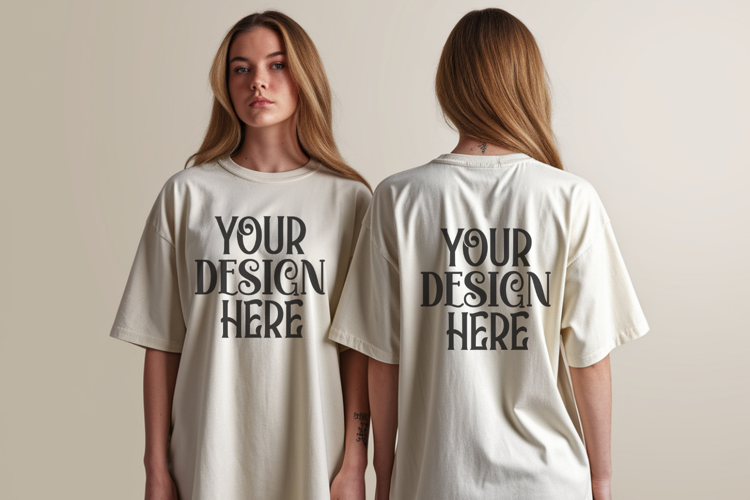 Ivory Comfort Colors 1717 Front & back T shirt Mockup