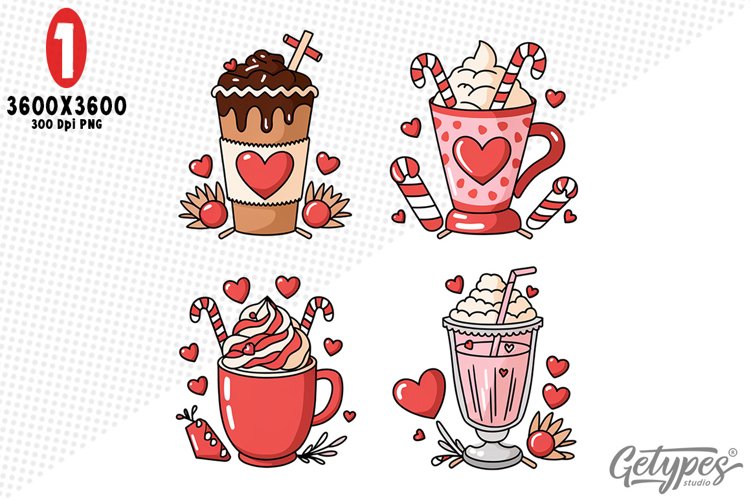 Valentine Coffee Sublimation Clipart - High Quality Design