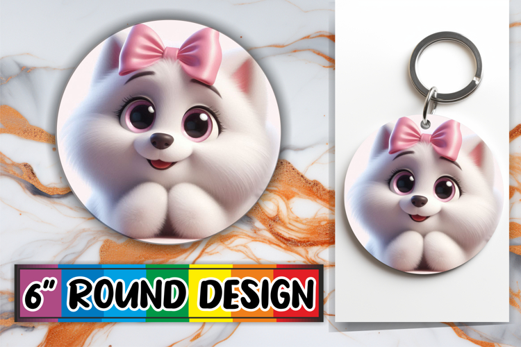 Timeless Circle Car Coasters PNG, 3D Dog