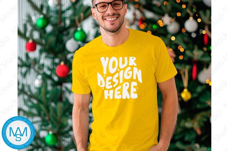 Yellow tshirt Mockup, Christmas tshirt Mockup, yellow mockup