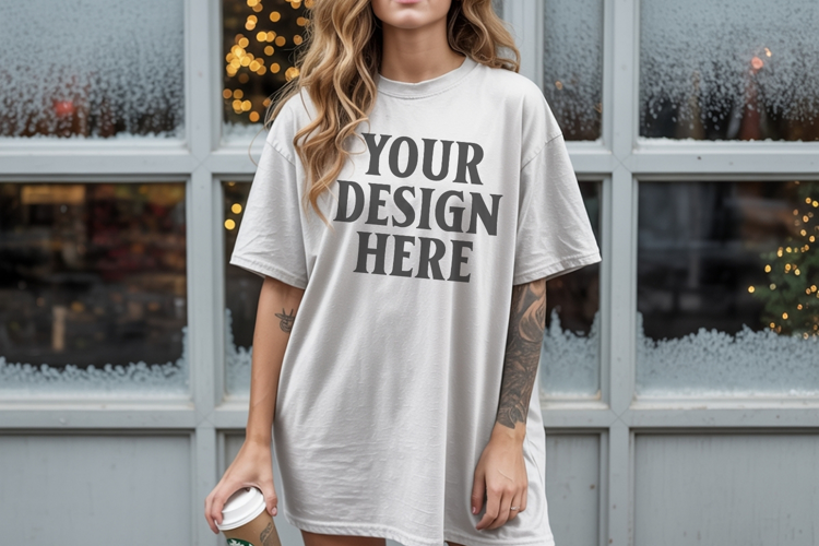 Christmas Comfort Colors 1717 White TShirt Mockup, CC 1717