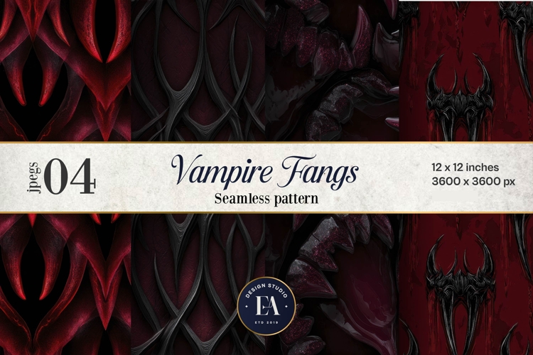 Vampire Fangs Pattern, Dark Gothic Teeth Digital Paper