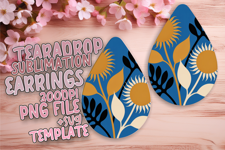 Chic Teardrop Earrings Template Art , Flowers