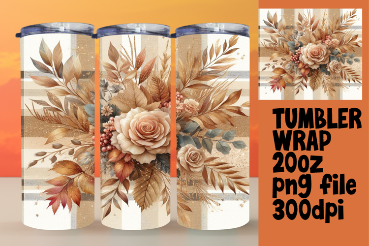 VIBRANT Design for 20oz Tumbler , Autumn Flower