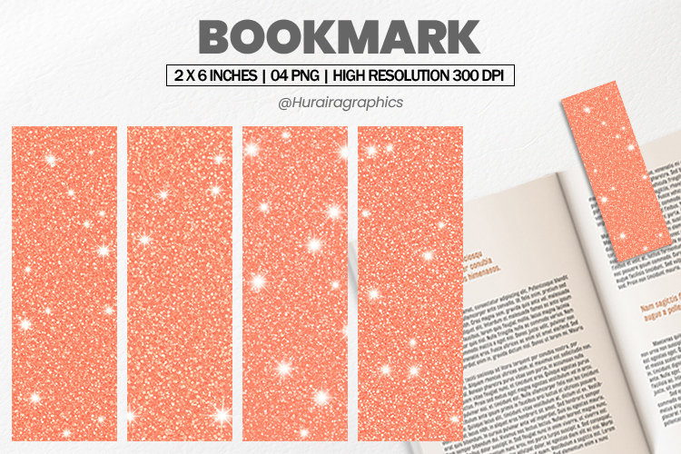 Coral Glitter Bookmark PNG, Bookmark Sublimation example image 1