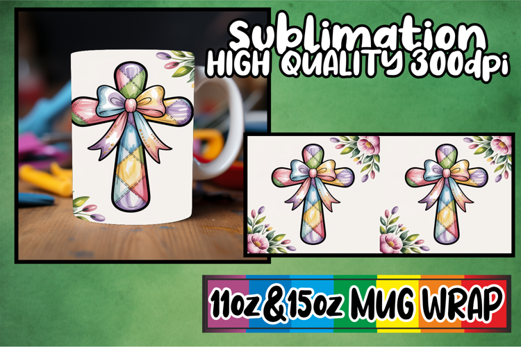 Vibrant afternoons 11oz 15oz sublimation wrap, Cross and Bow
