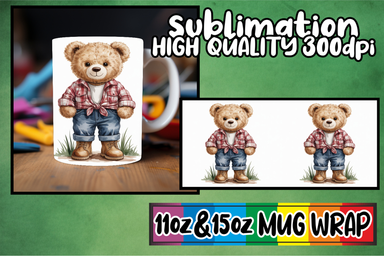 Vibrant souls sublimation print wrap, Teddy Bear