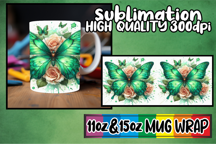 Uplifting days 11oz 15oz sublimation wrap, Butterfly