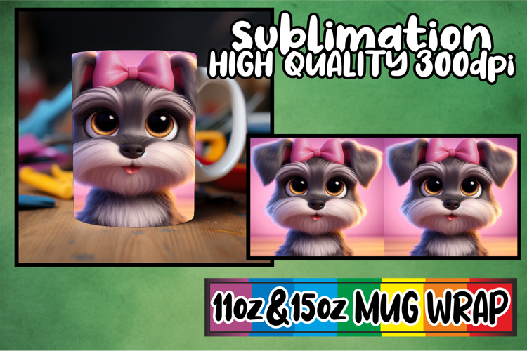 Whimsical views 11oz 15oz sublimation wrap, 3D Dog