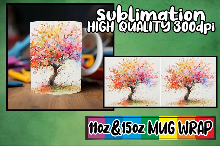 Rainbow Springtime Canopy Mug Sublimation Wrap