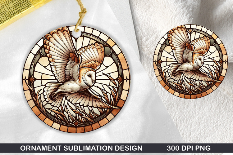 Cute Owl Stained Glass Ornament PNG, Digital Download File