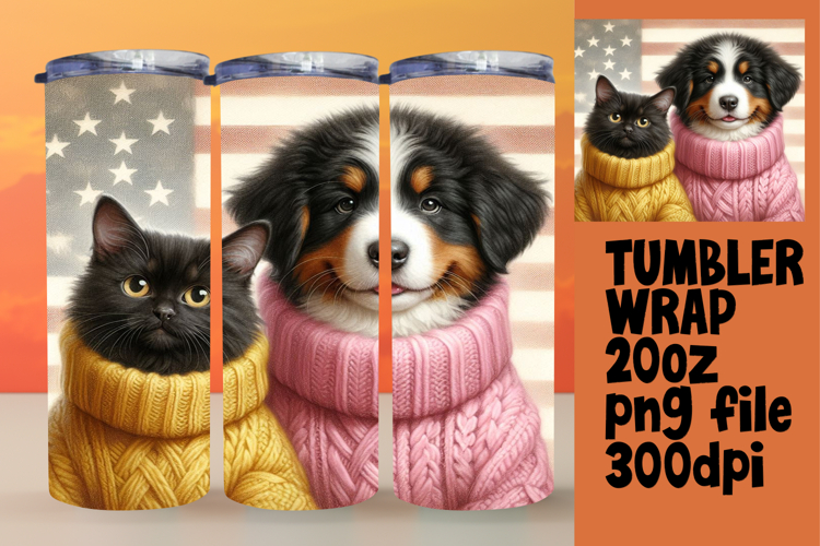 Creative 20oz Tumbler Wrap for Gifts , Dog and cat