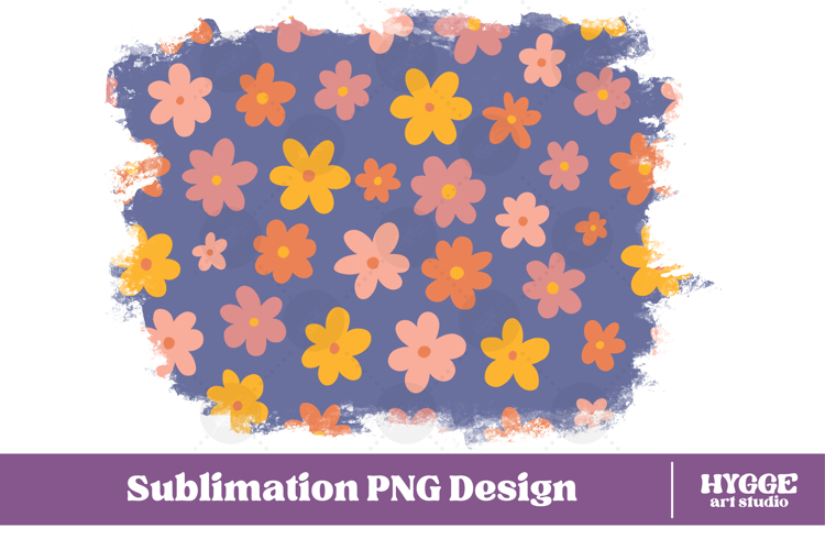 Retro Flowers Background Png Floral Paper Sublimation Splash