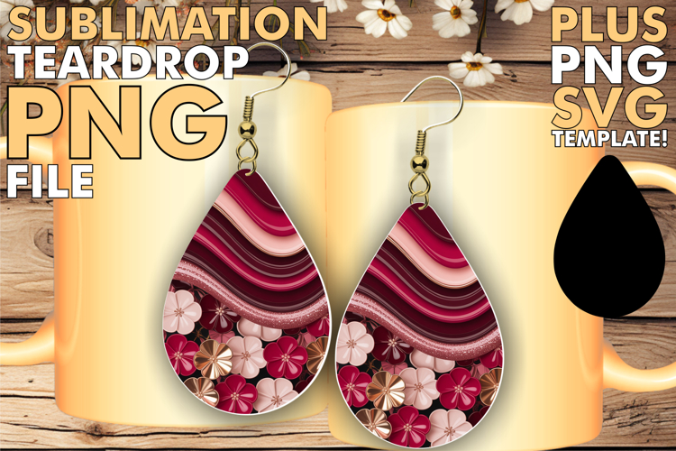 Unique TEARDROP Earrings Magic PNG, Pattern