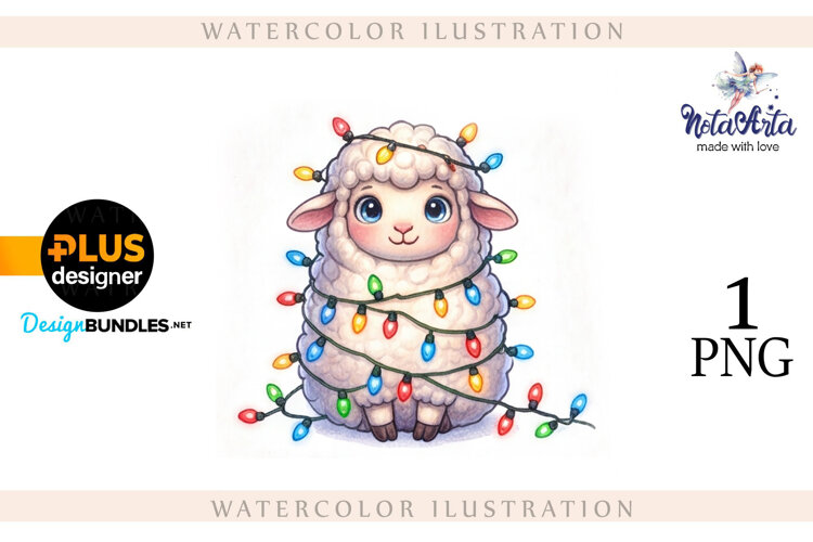 Christmas Sheep in Watercolor Style example image 1