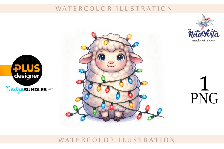 Christmas Sheep in Watercolor Style