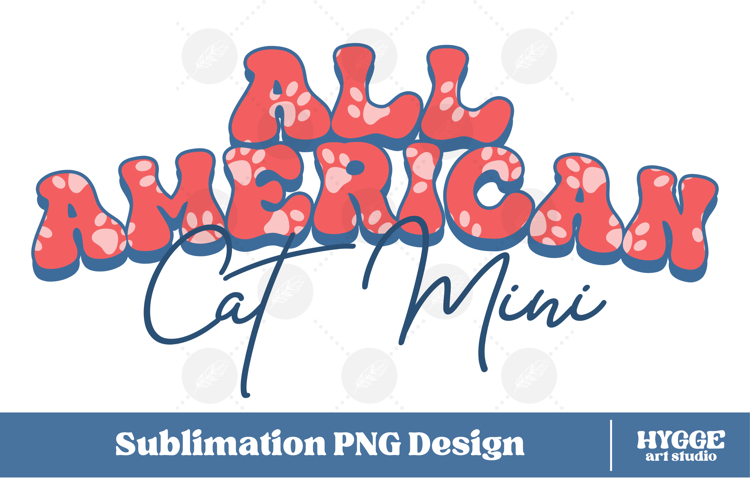 American Cat Mini 4th of July USA Paw DTF PNG Sublimation