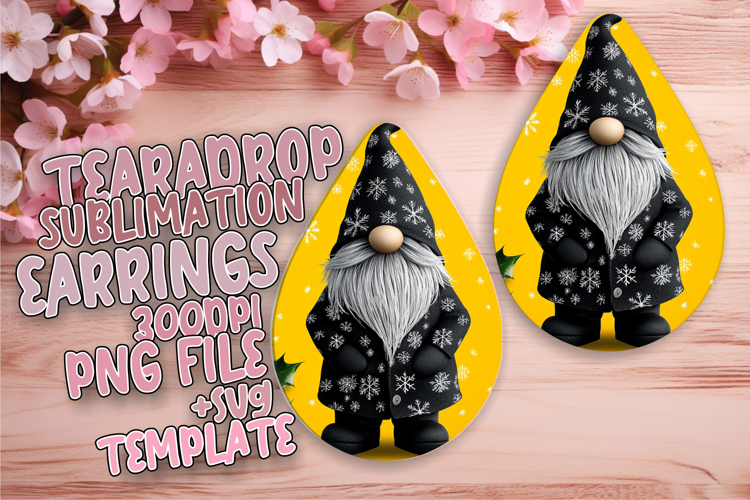 Unique Teardrop Earrings Template for Printing , Gnome