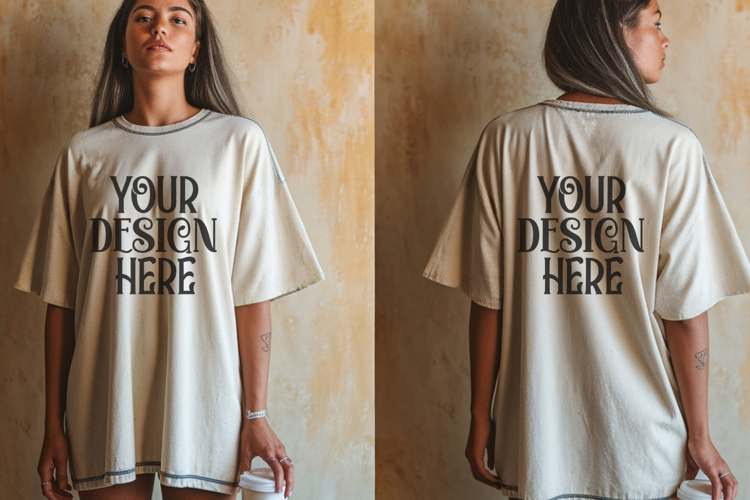 Ivory Comfort Colors 1717 Front & back T shirt Mockup
