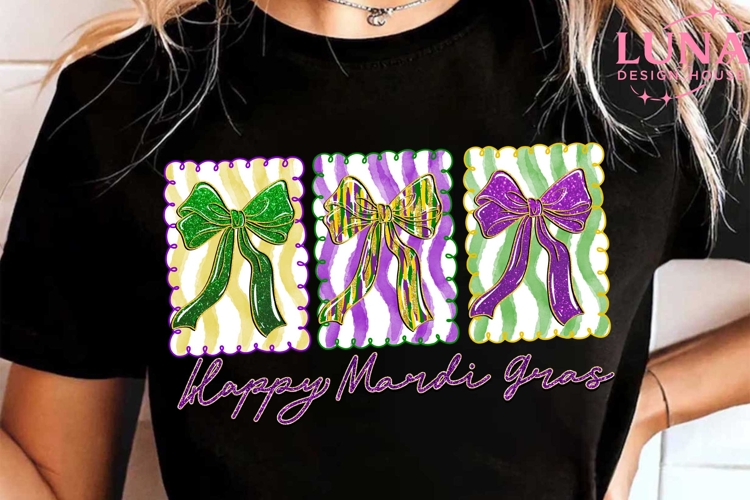 Happy Mardi Gras Png, Crawfish And Coquette Bow Carnival Png