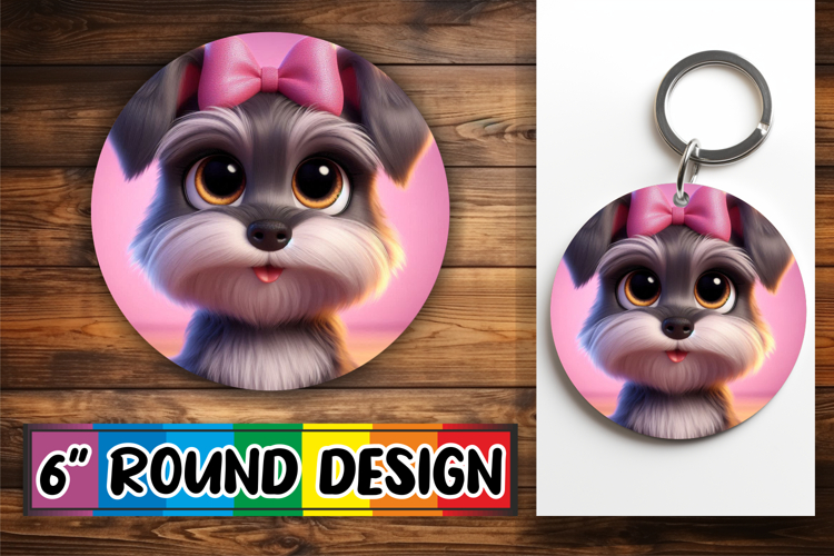 Joyful Sublimation Circle Designs PNG, 3D Dog