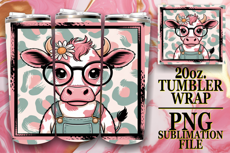 ENCHANTING MOMENTS 20oz TUMBLER WRAP, Cute Cow