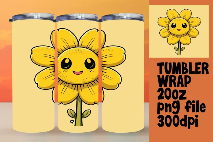Cheerful Retro Petals: 20oz Tumbler Art
