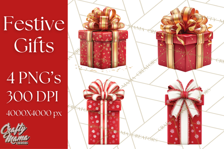 Christmas Gifts Clipart PNG, Realistic Holiday Presents
