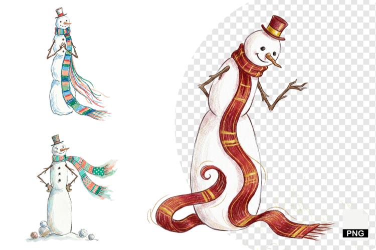 Whimsical Snowman PNG