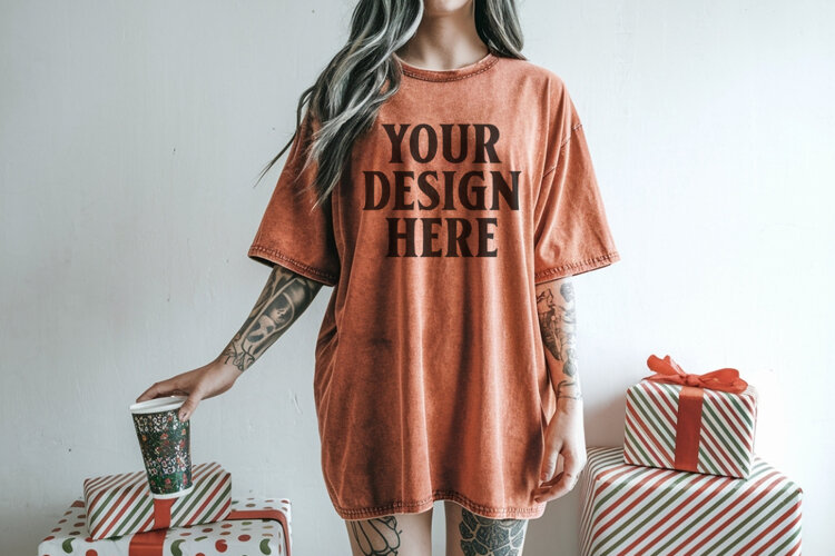 Yam Christmas Comfort Colors 1717 TShirt Mockup, CC 1717 example image 1