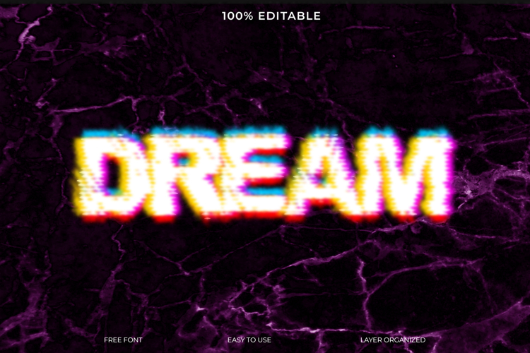 Dream Glitch Text Effect PSD Template