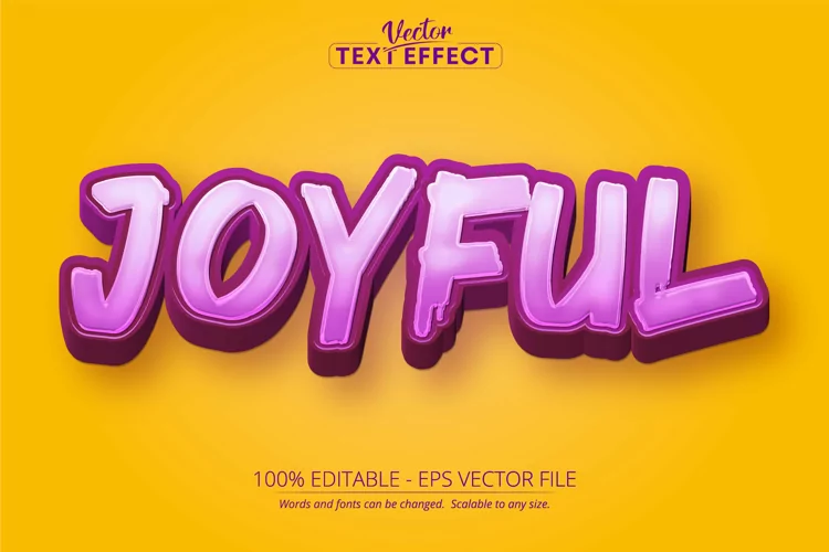 Cartoon text effect, editable joyful text and comic text