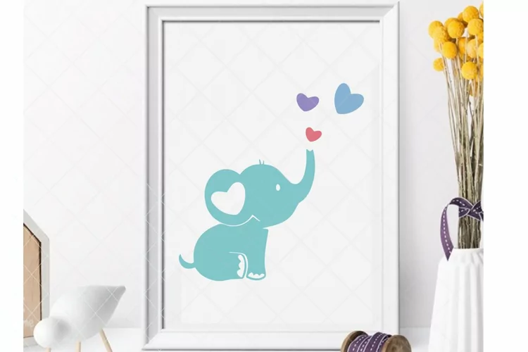 Baby elephant svg, cute elephant, baby shower cut file
